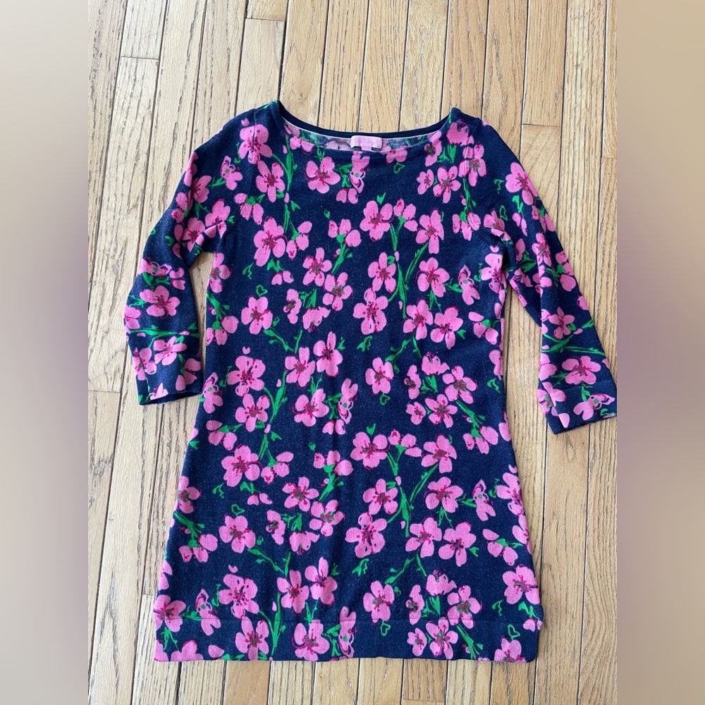 Lilly Pulitzer Anna Tunic Sweater Merino Wool m medium floral